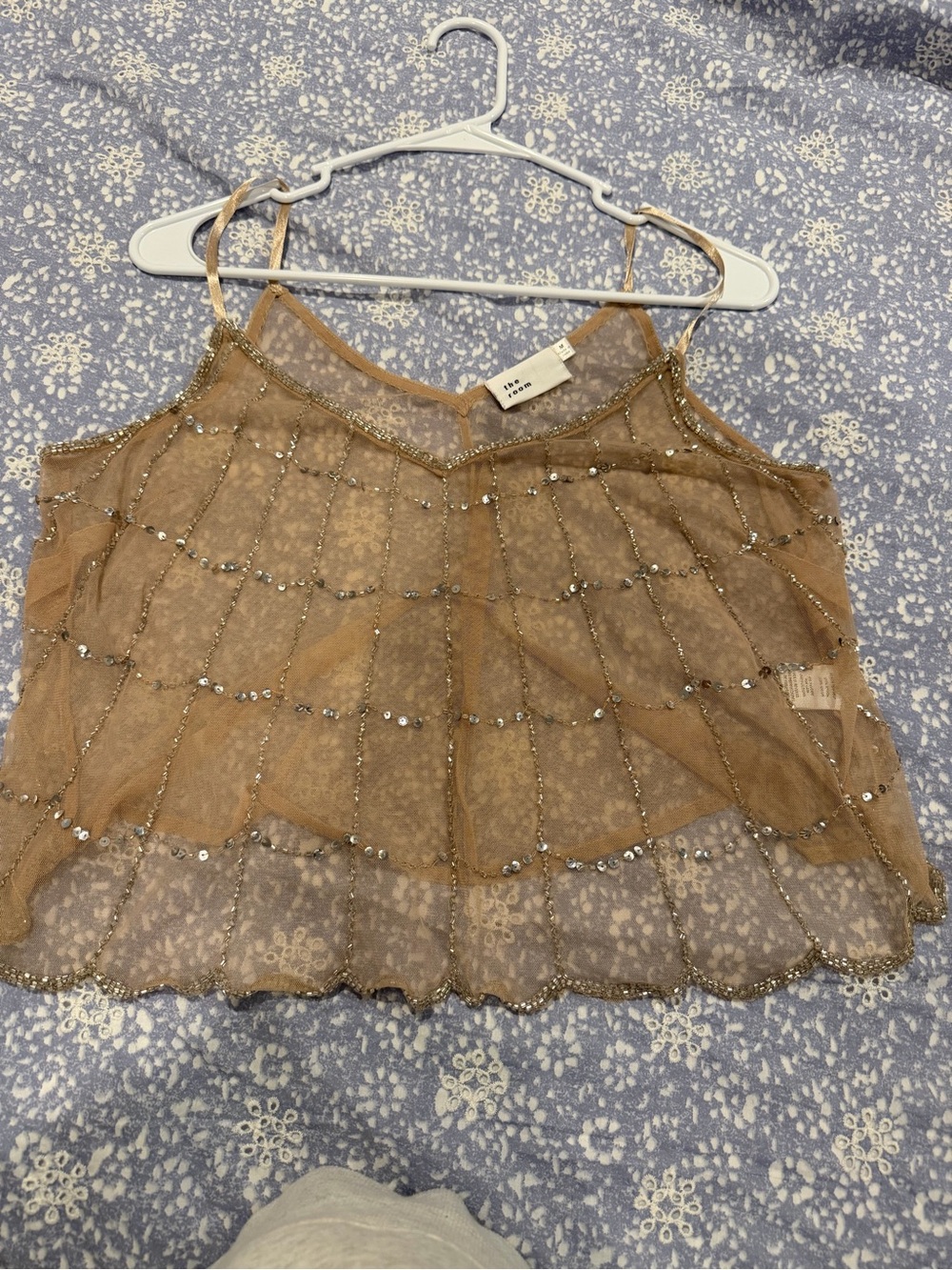 the room Beaded Sheer Camisole in Brown